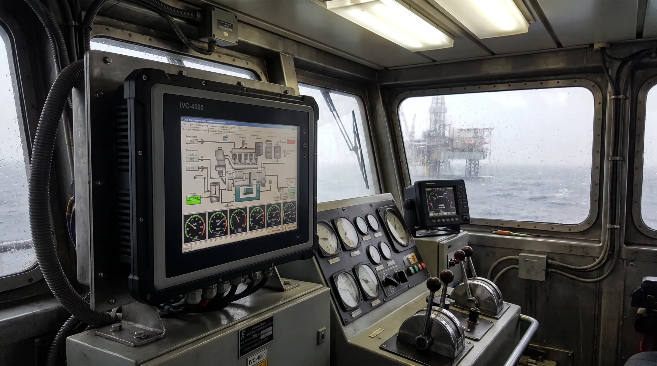 Rugged marine panel PC monitoring vessel engine systems onboard ship