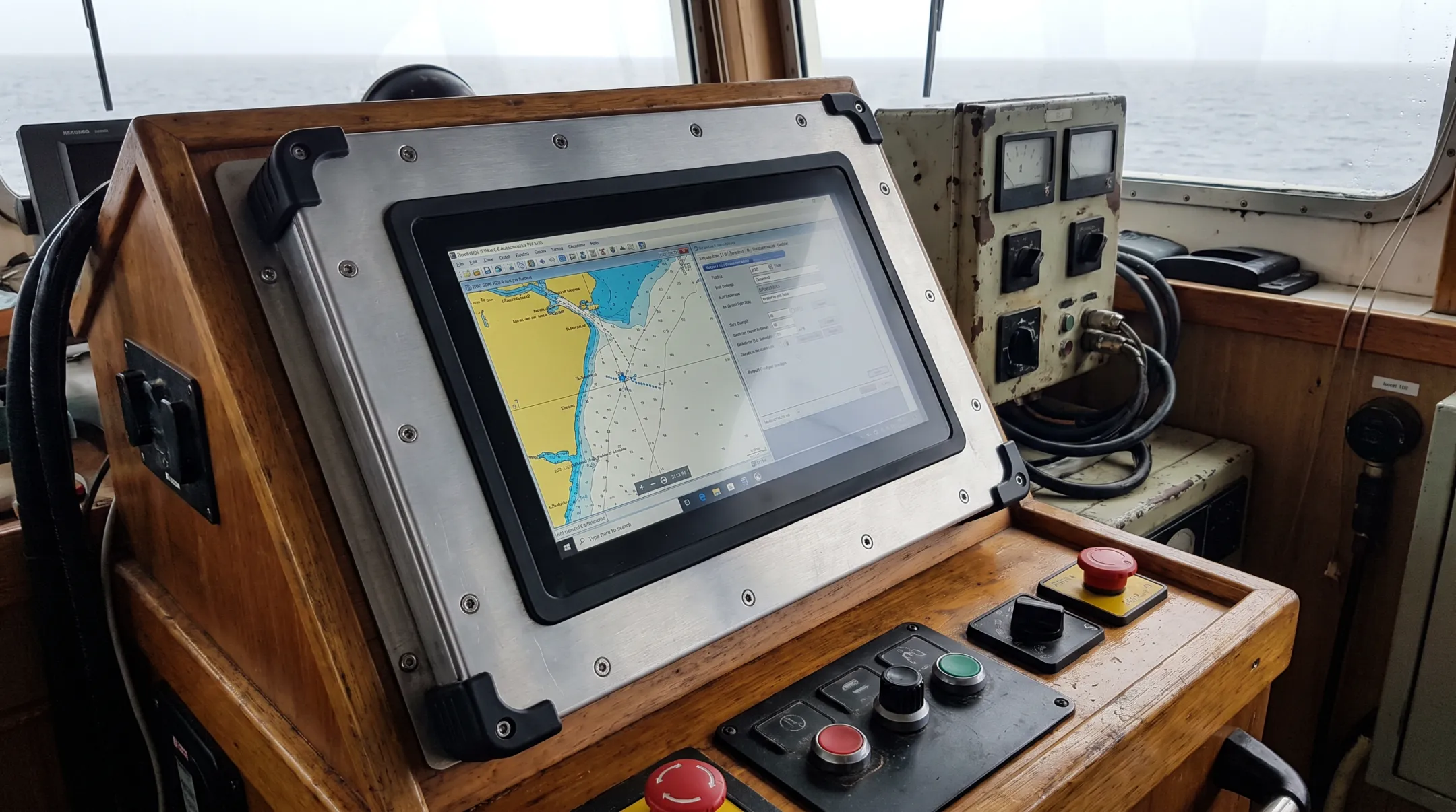 Marine-grade panel PC installed on ship navigation bridge control station