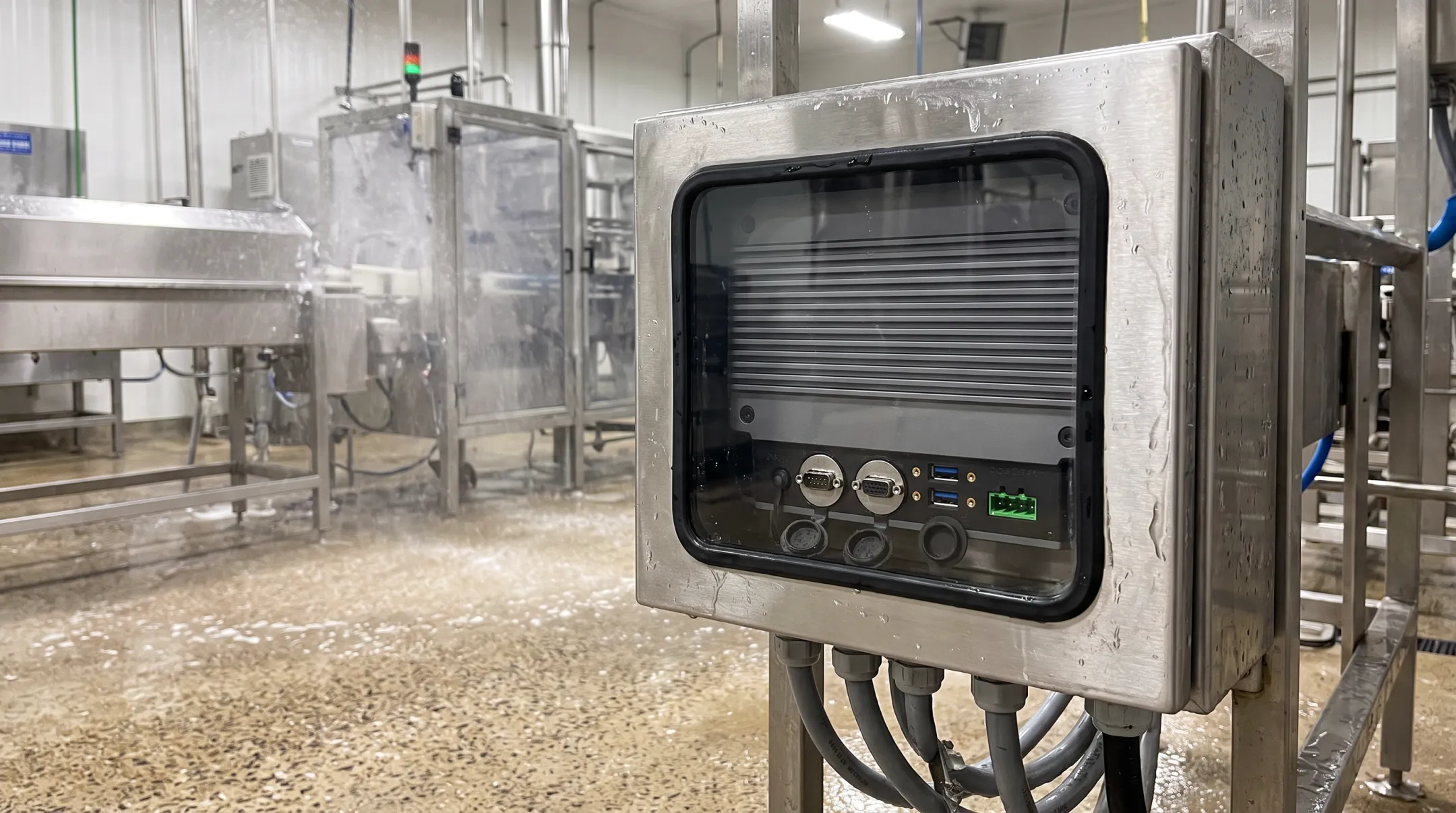 IVC Displays rugged industrial panel PC with RS-232 ports mounted