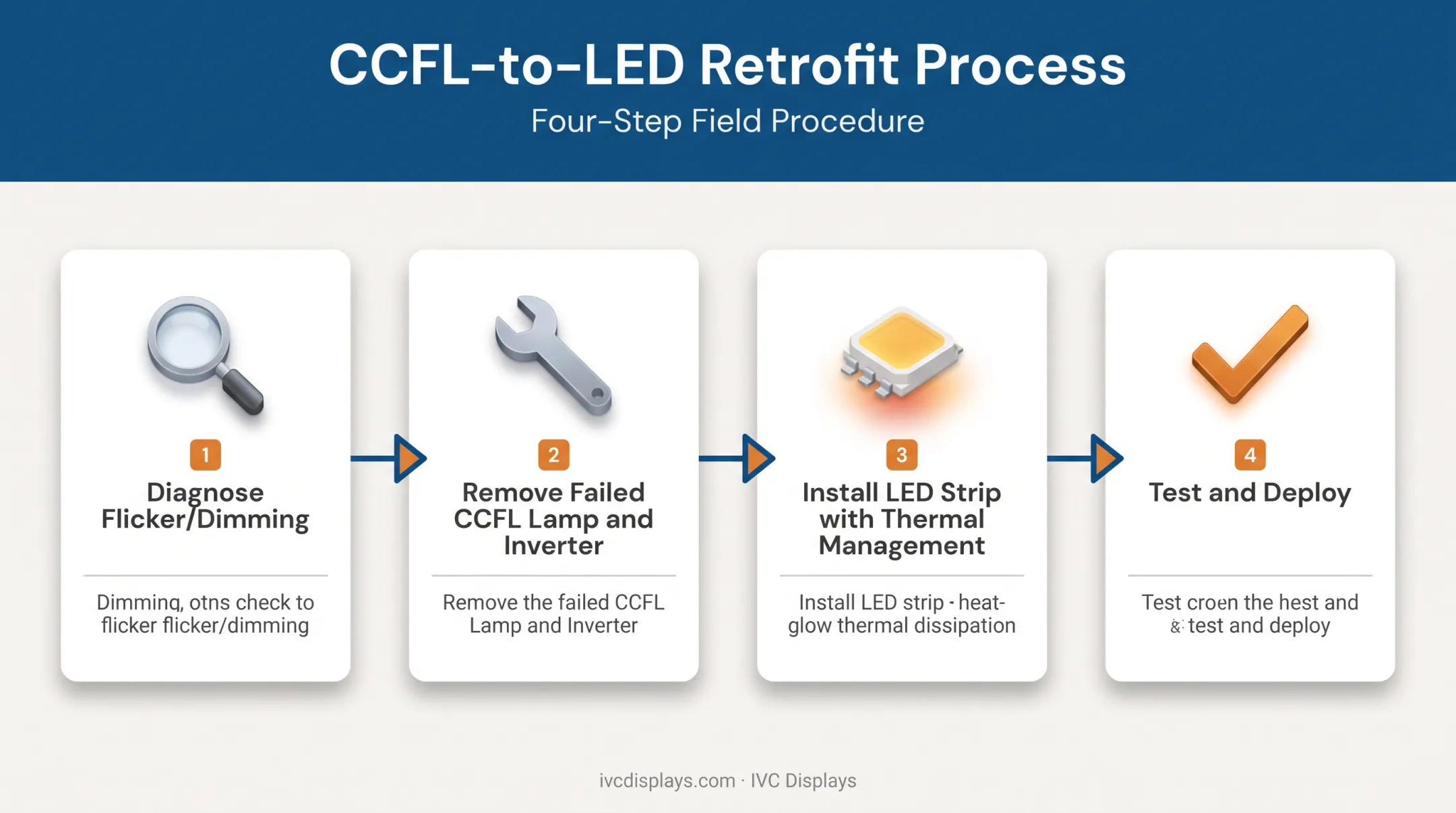 CCFL to LED HMI retrofit conversion process timeline steps