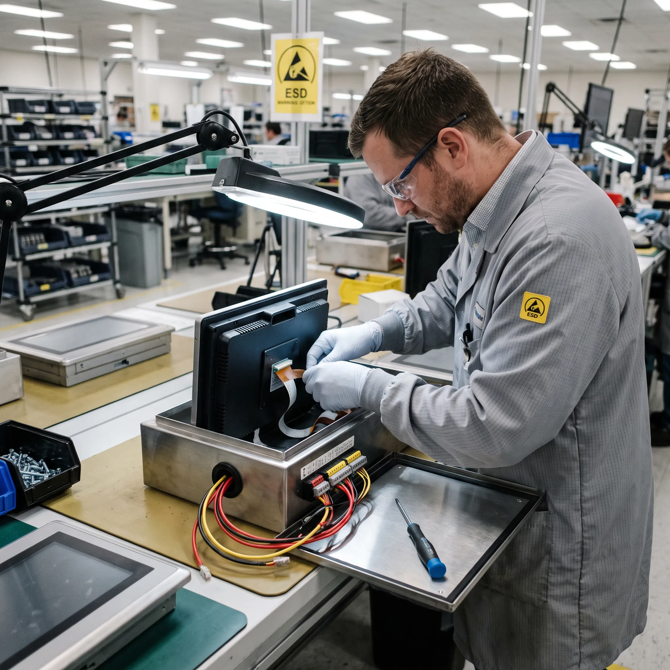 Custom industrial display being integrated into equipment