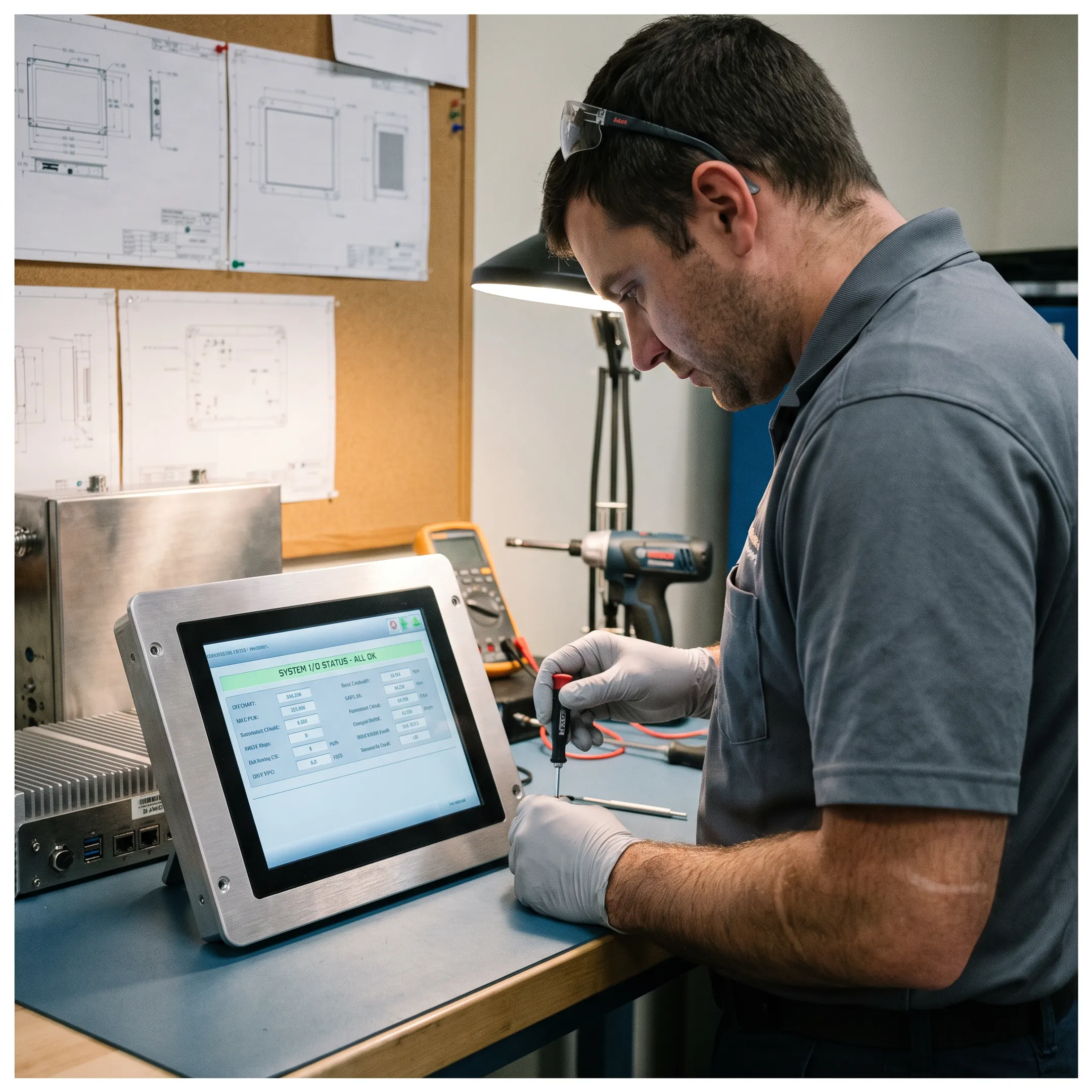 Engineer configuring an industrial embedded system