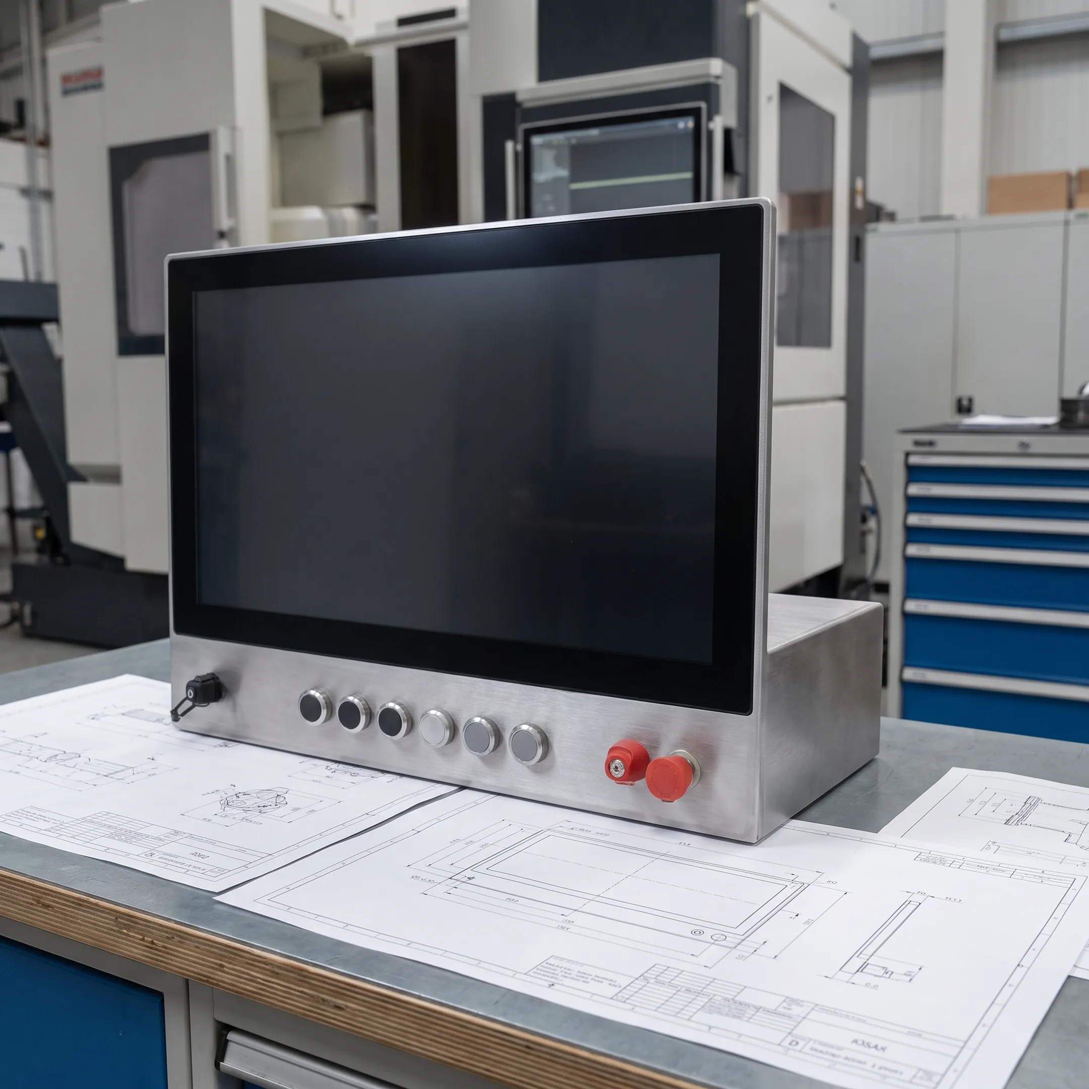 Custom industrial computer enclosure and display components
