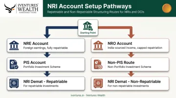 NRI investment account structure showing NRE NRO PIS and Demat linkage