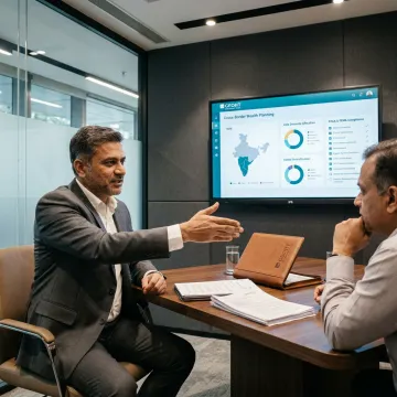 Advisor explaining international tax planning process