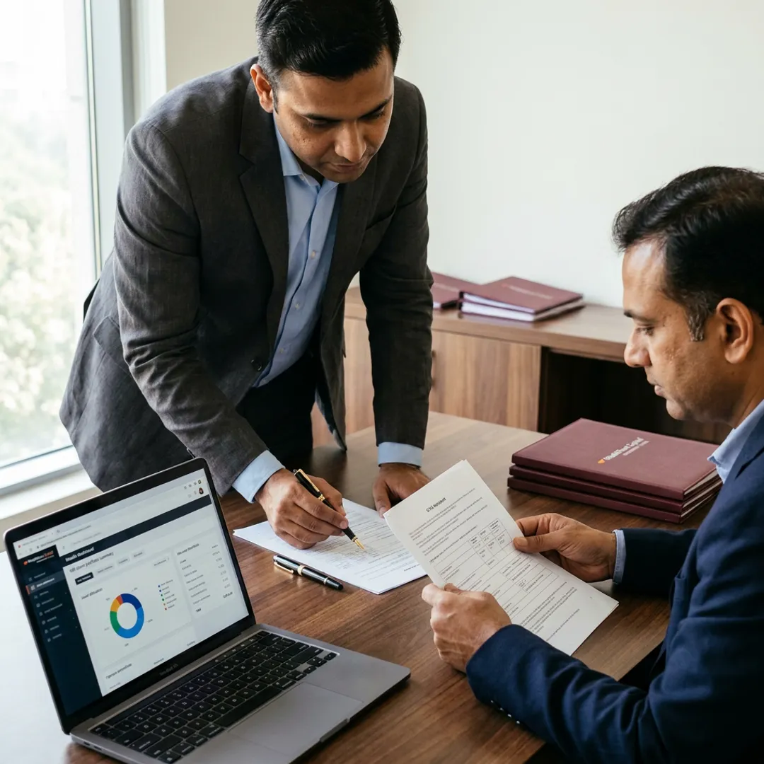 Consultant organizing NRI tax filing records