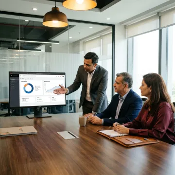 Advisor explaining portfolio strategy to clients