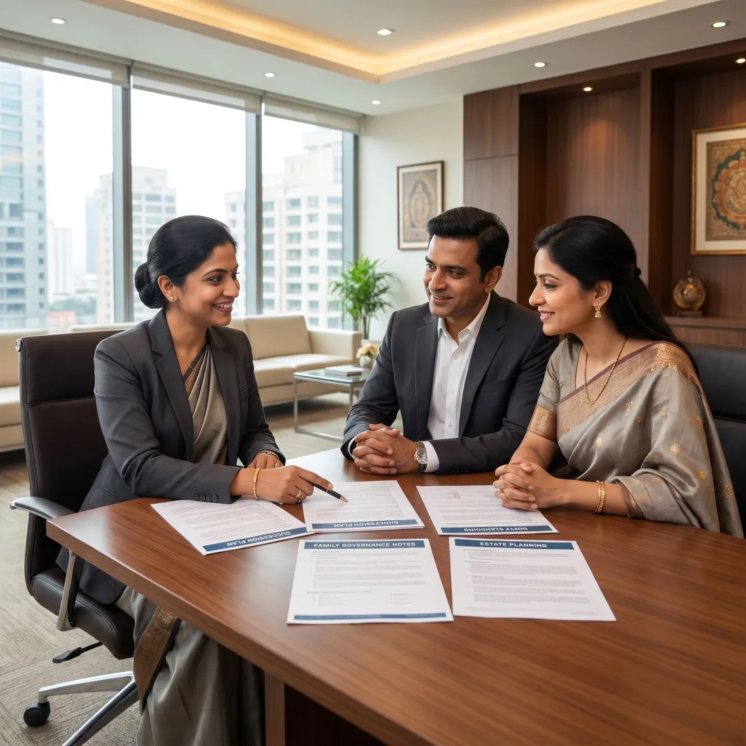 Advisor discussing succession planning documents