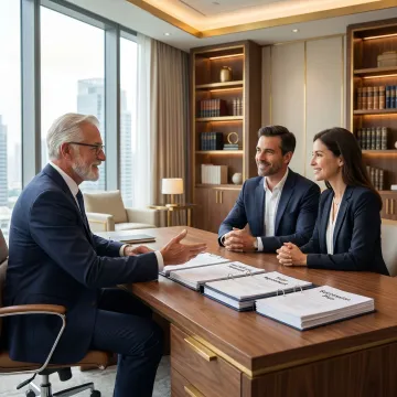 Advisor reviewing estate planning documents with clients