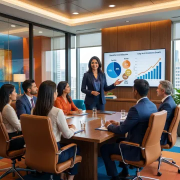 Advisor explaining diversified investment strategy to clients