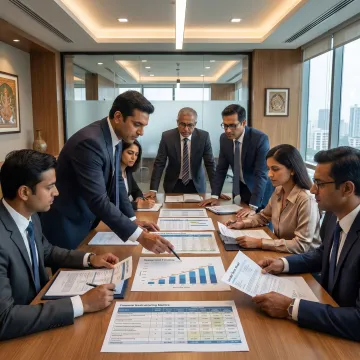 Financial advisors reviewing debt restructuring strategy