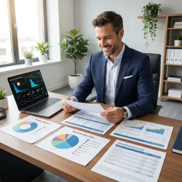 Advisor analyzing diversified portfolio strategy on screen