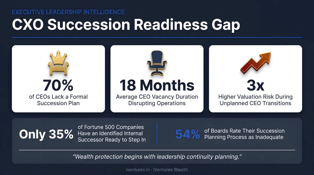 CXO succession readiness gap statistics showing CEO turnover and vacancy data