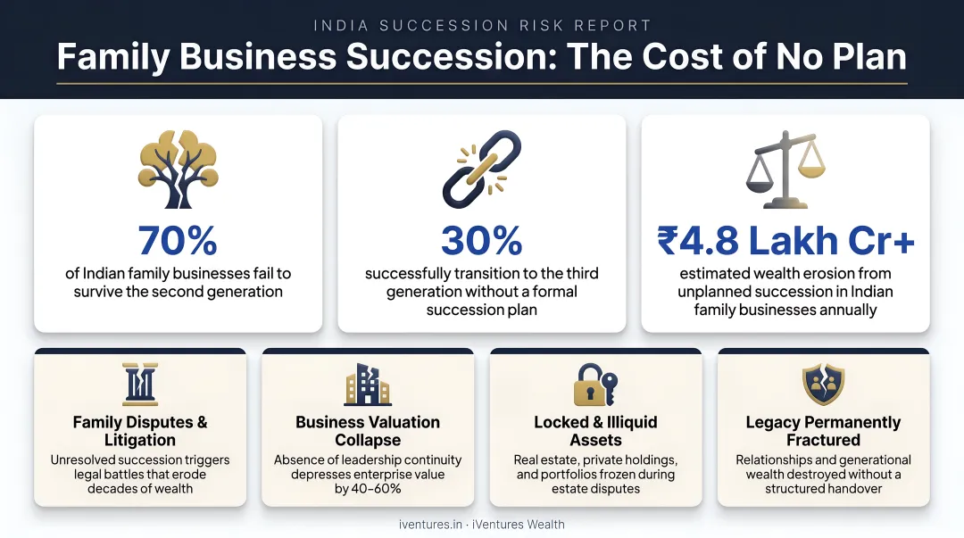 Indian family business succession failure statistics and consequences without planning