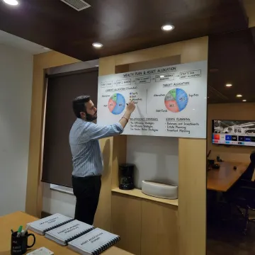 Advisor explaining a structured wealth management process
