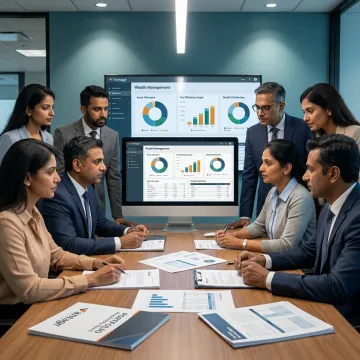 Financial team analyzing wealth management strategy