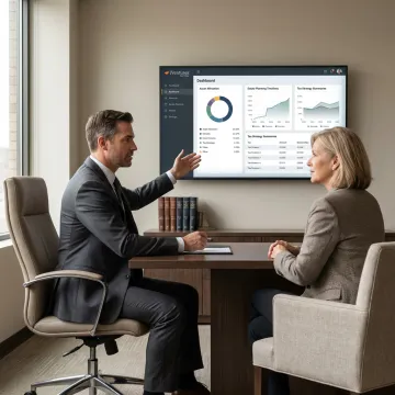 Advisor explaining a wealth strategy dashboard