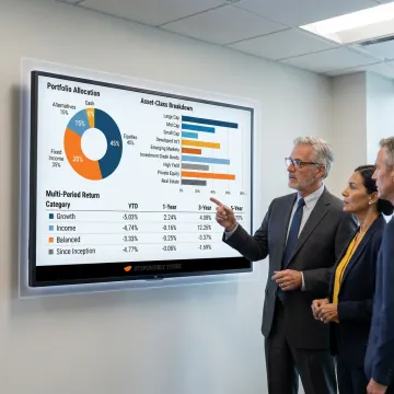 Portfolio review meeting with investment reports