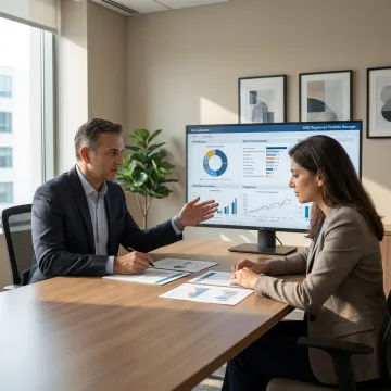 Wealth advisor reviewing portfolio allocation with client