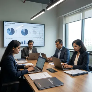 Financial planning team reviewing a client portfolio