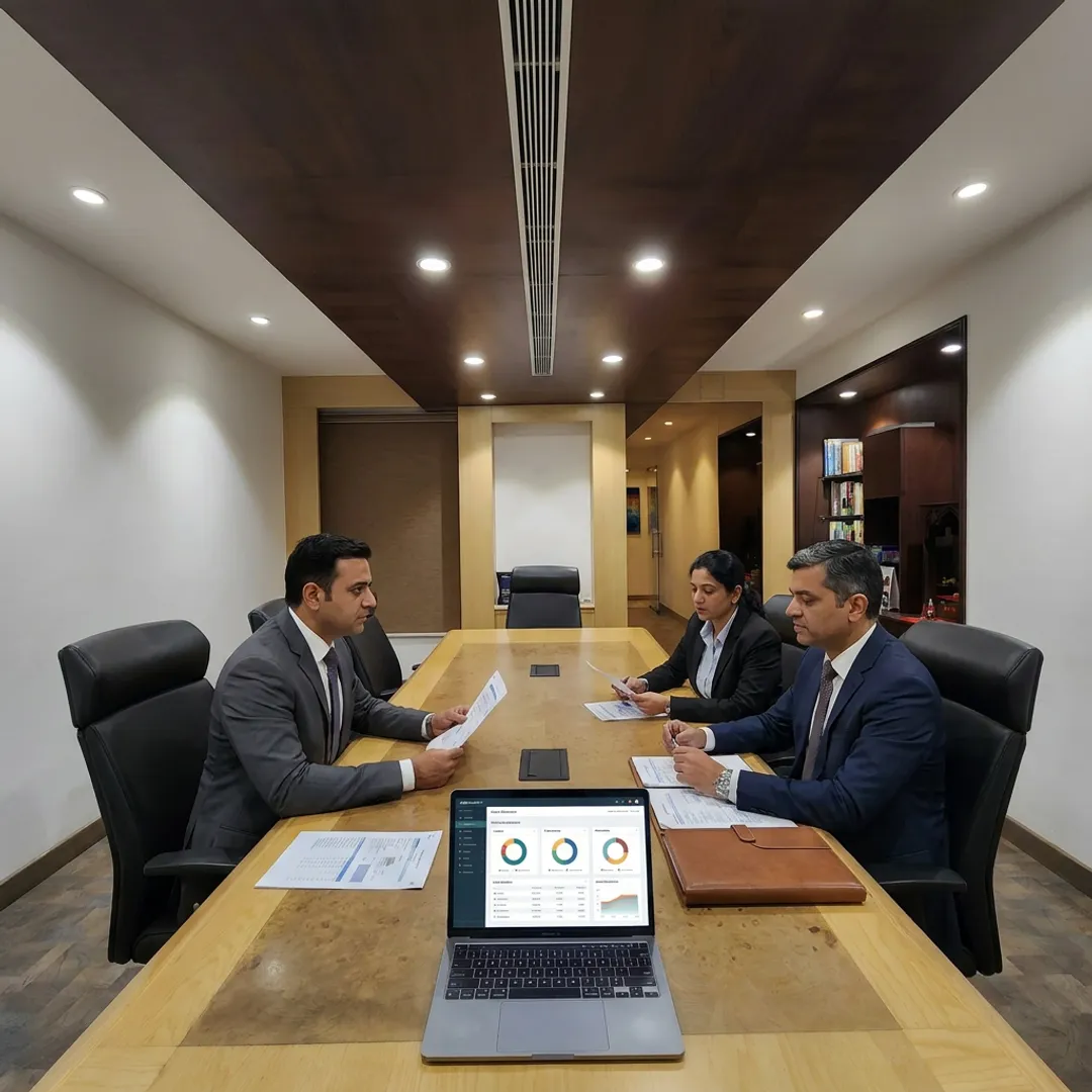 Wealth advisory team reviewing portfolio strategy