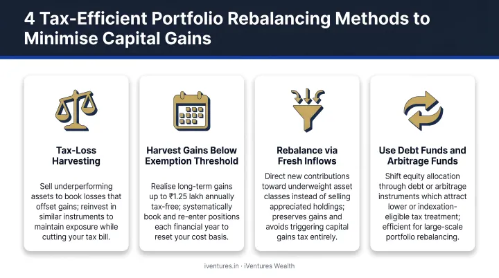 Four tax-efficient portfolio rebalancing methods to minimize capital gains in India