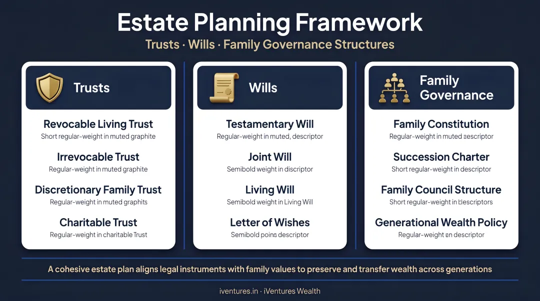 iVentures Wealth estate planning framework covering trusts wills family governance structures