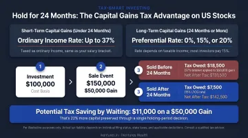 24-month holding period tax saving calculation on US stock capital gains