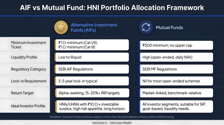 HNI portfolio allocation decision framework AIF versus mutual fund suitability criteria