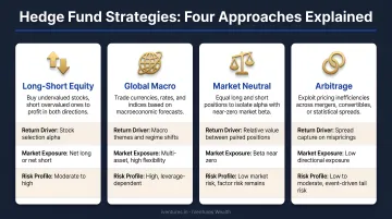 Four hedge fund strategies long-short global macro market neutral arbitrage explained