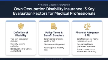 Own occupation disability insurance evaluation checklist three key factors for medical professionals