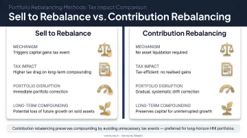 Two portfolio rebalancing methods comparison sell to rebalance versus contribution rebalancing tax impact