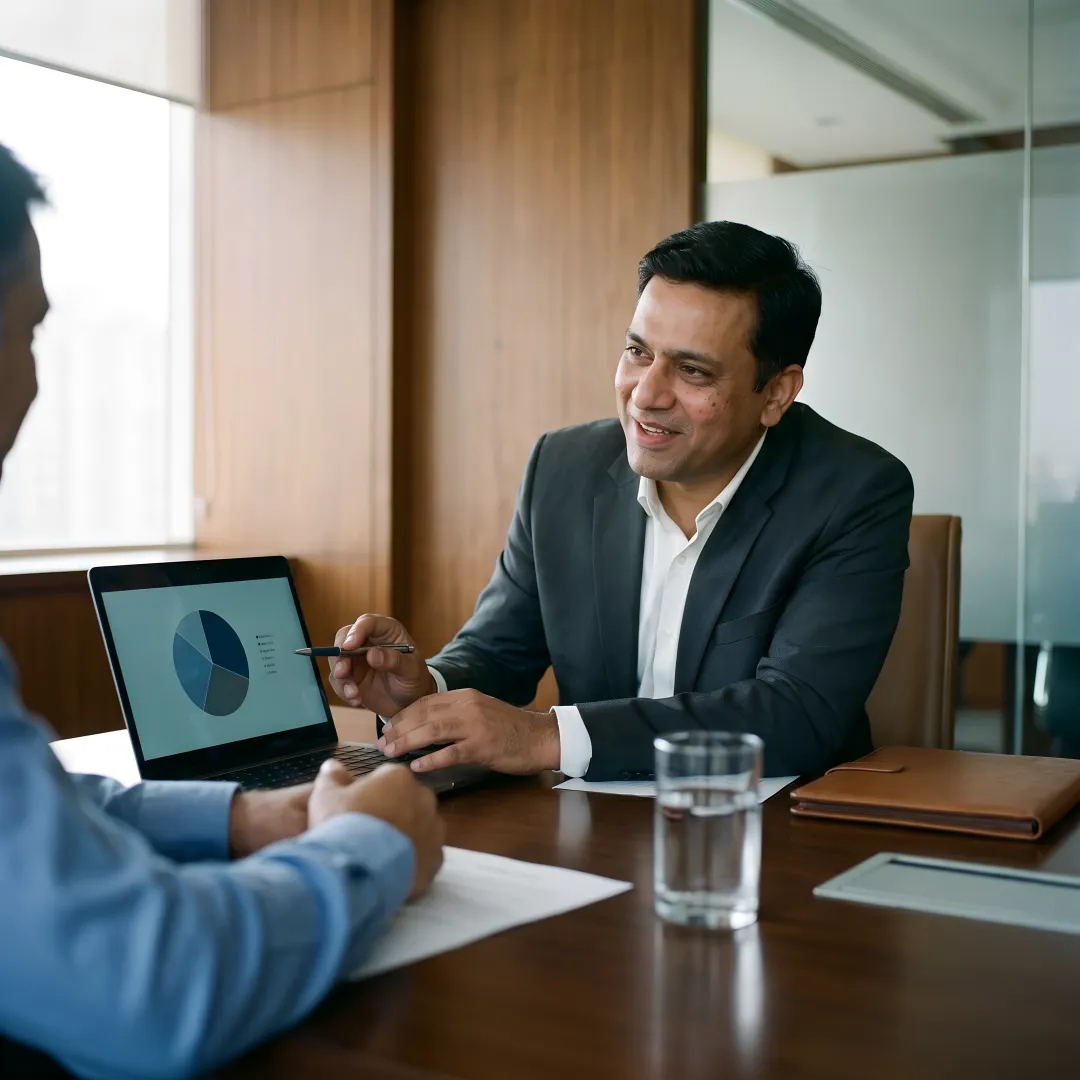 Advisor building a diversified investment portfolio