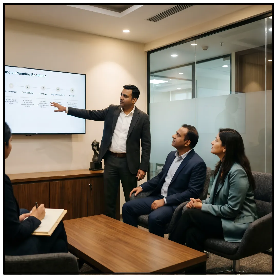 Advisor explaining wealth planning process