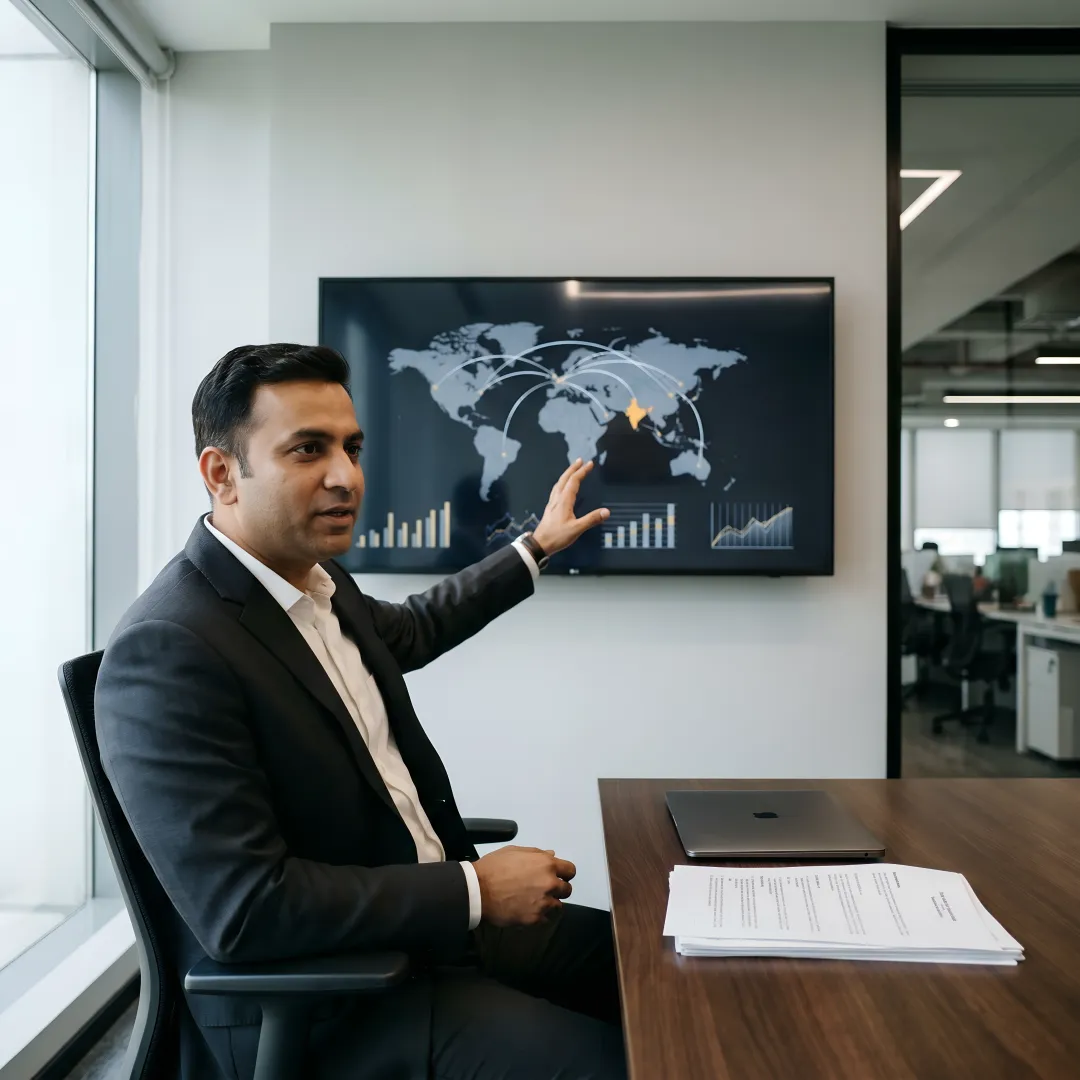 Advisor explaining international tax planning process