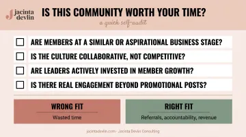 Four-question checklist for evaluating women entrepreneur networking community fit