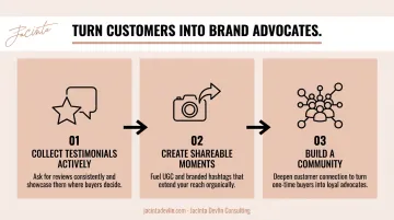 Three customer brand advocacy tactics testimonials user content and community building