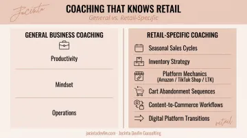 Retail coaching versus general business coaching key difference comparison infographic