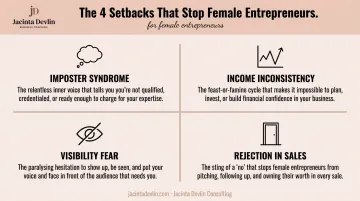Four key setbacks female entrepreneurs face imposter syndrome rejection income visibility fear