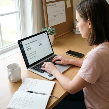 Email marketing campaign planning on laptop