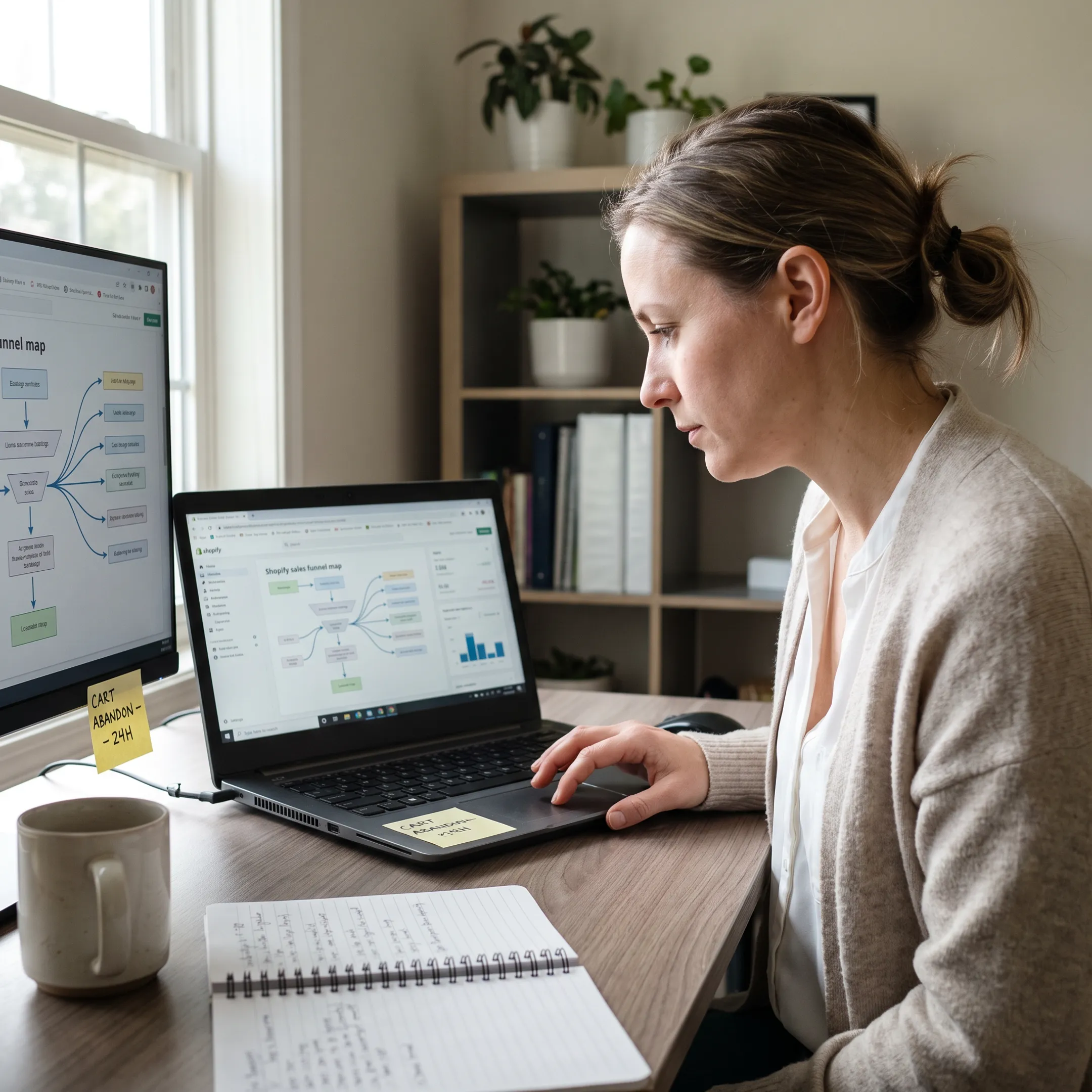 Online store sales funnel automation dashboard with ecommerce customer journey and email workflow