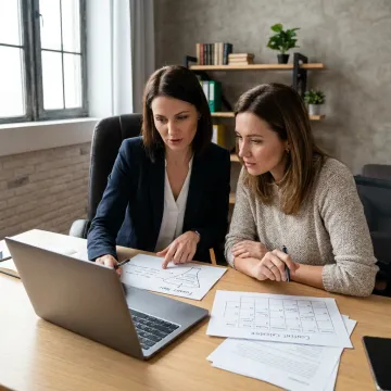 Business coach mapping a growth strategy with client