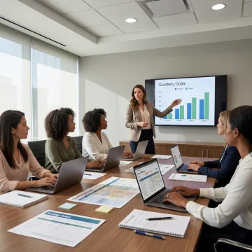 Business coach leading an online strategy workshop