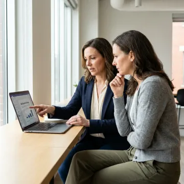 Female entrepreneur receiving business coaching