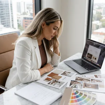 Female entrepreneur planning her brand strategy