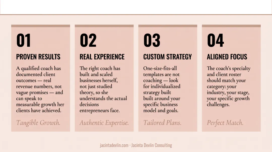 Four criteria for choosing the right high-performance business coach comparison checklist