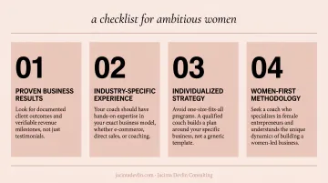 Four criteria checklist for hiring a qualified business development coach for women