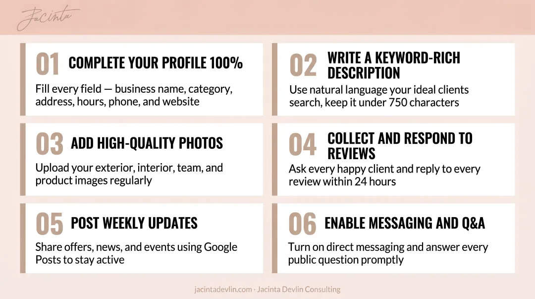 Google Business Profile optimization checklist six key steps for local visibility