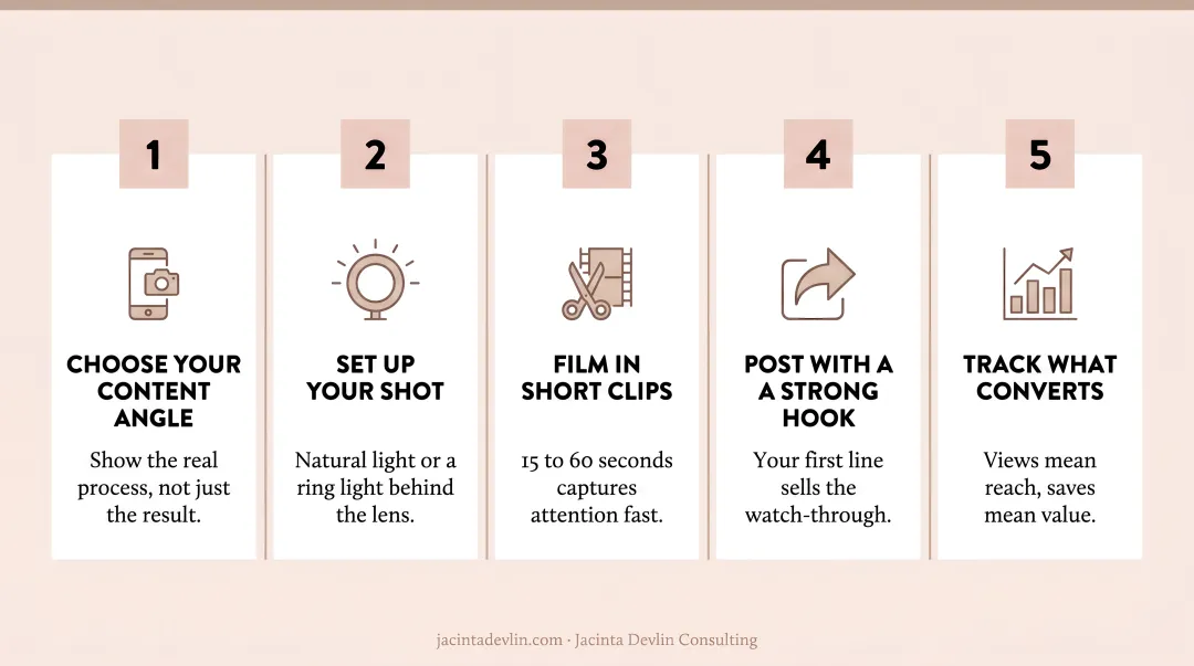 Food business owner filming behind-the-scenes kitchen content for social media