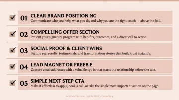 Five essential elements of a high-converting health coaching website checklist
